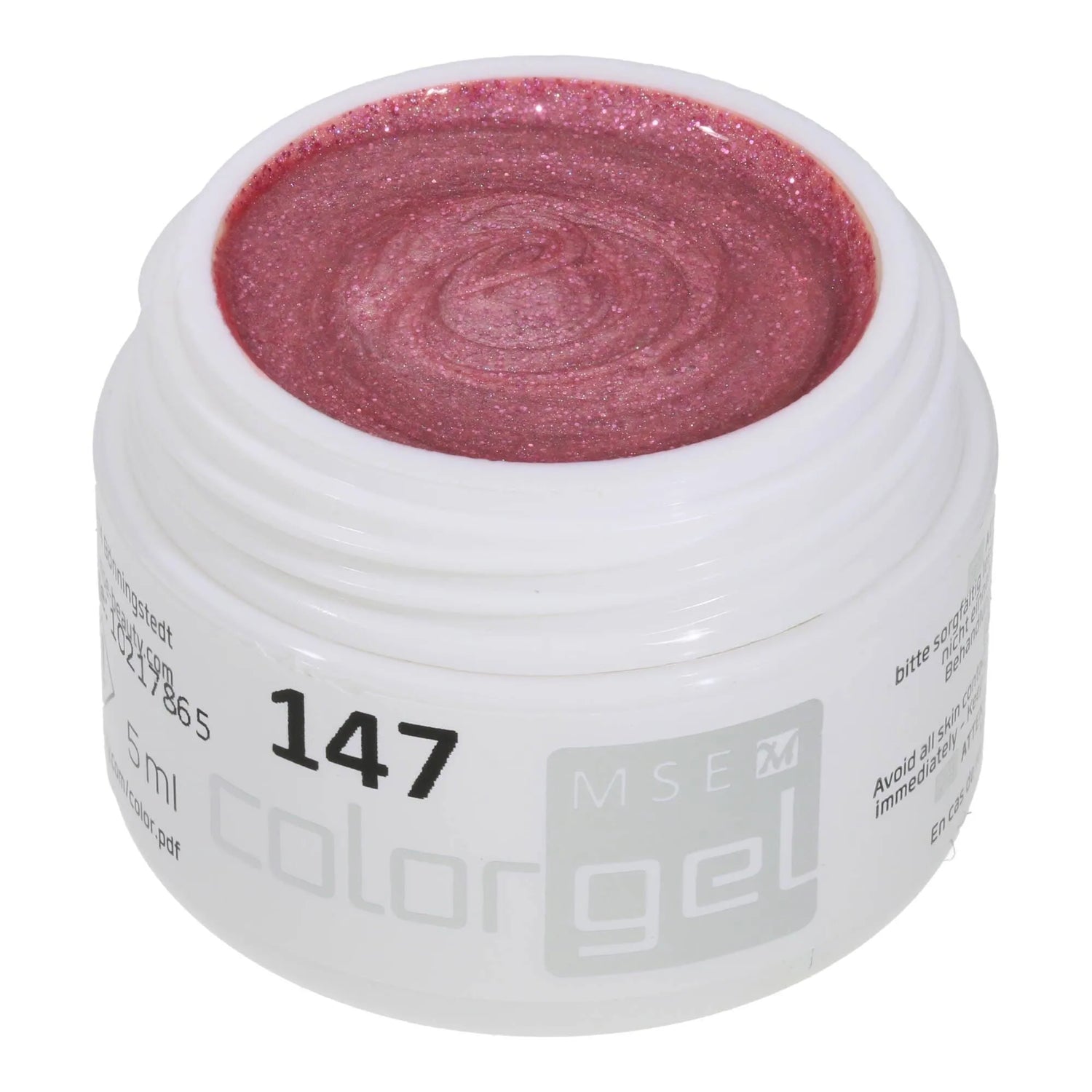 #147 Premium-GLITTER Color Gel 5ml Rosafarbenes Glittergel - MSE - The Beauty Company
