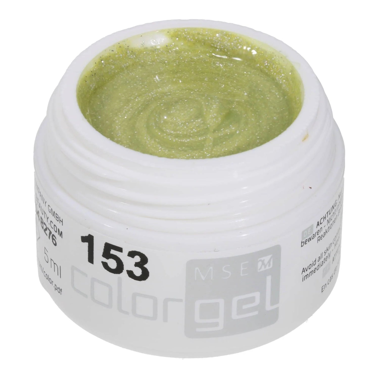 #153 Premium-GLITTER Color Gel 5ml Grüngelb mit Silberglitter - MSE - The Beauty Company