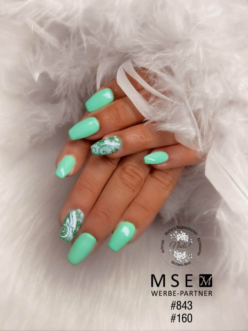 #160 Premium-GLITTER Color Gel 5ml Grasgrün mit silberem Glitter - MSE - The Beauty Company