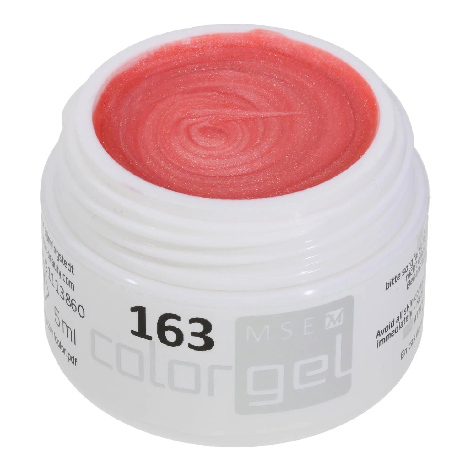 #163 Premium-EFFEKT Color Gel 5ml Lachsrosa mit goldenem Perleffekt - MSE - The Beauty Company