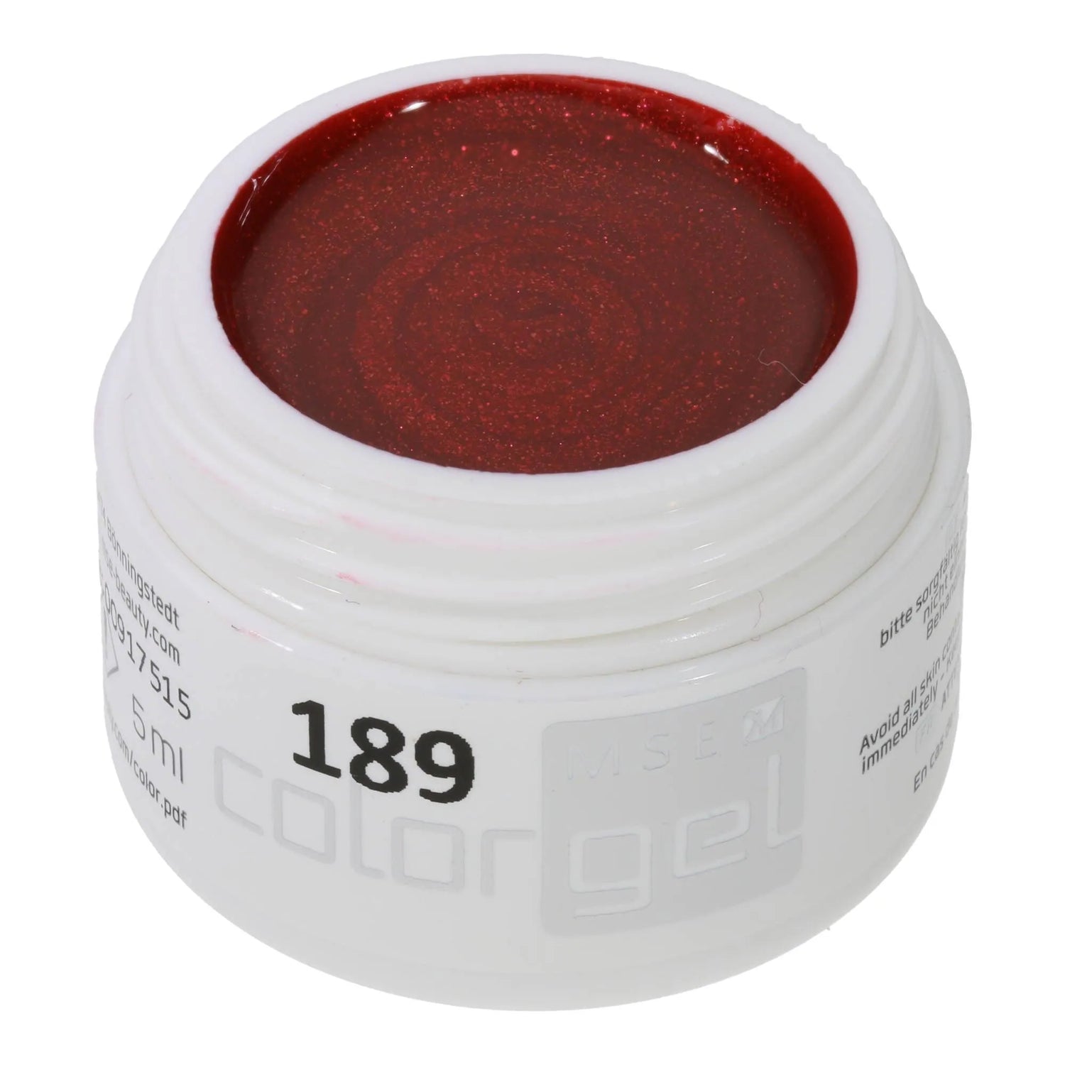 #189 Premium-EFFEKT Color Gel 5ml Kräftiges Rot mit ausgeprägtem rosa-rotem Perlglanz - MSE - The Beauty Company