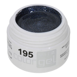 #195 Premium-EFFEKT Color Gel 5ml Jeansblau mit aufgeprägten,  silbernen Partikeln