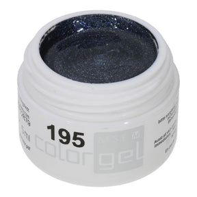 #195 Premium-EFFEKT Color Gel 5ml Jeansblau mit aufgeprägten, silbernen Partikeln - MSE - The Beauty Company