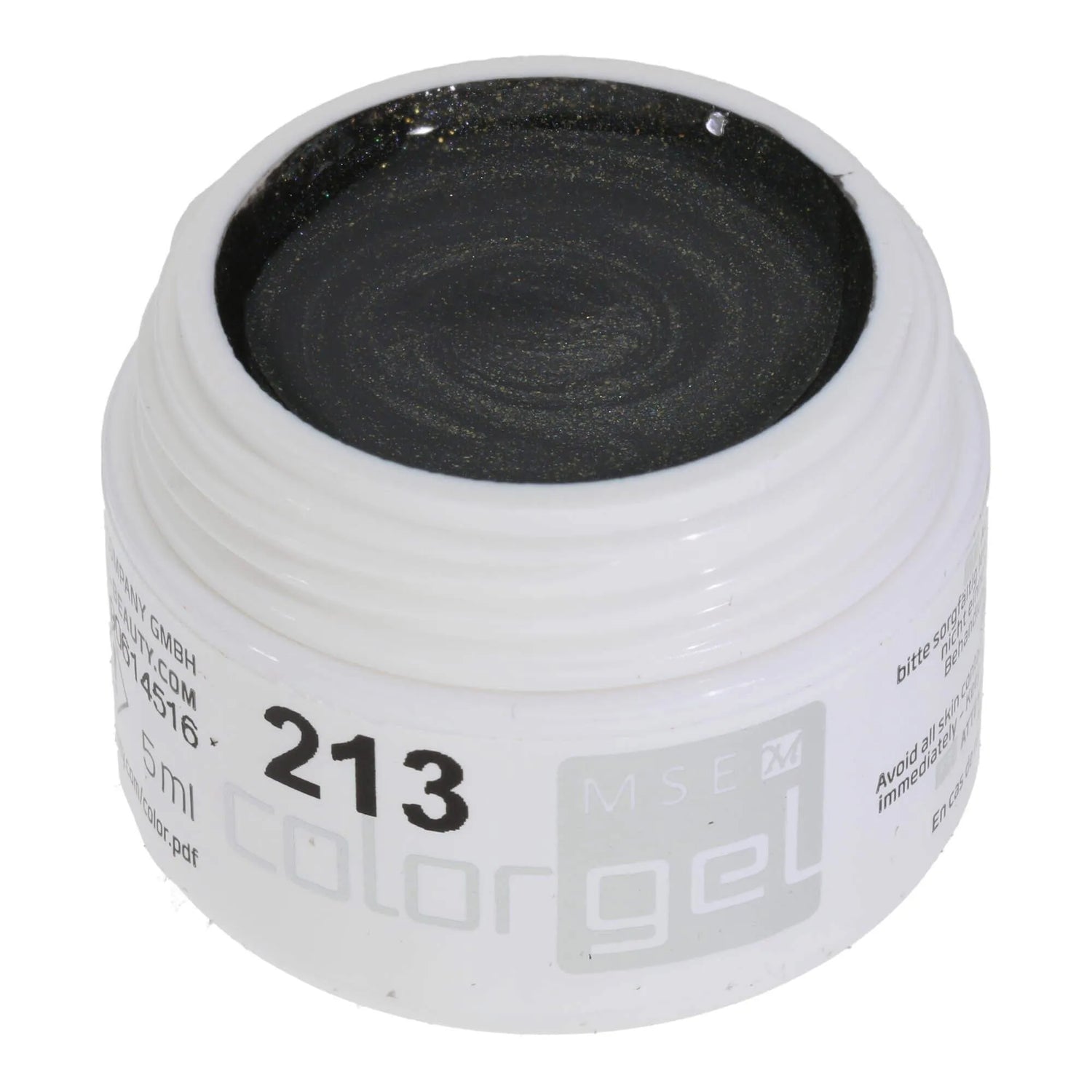 #213 Premium-EFFEKT Color Gel 5ml Dunkles Grau mit grünem Unterton und Glanzeffekten - MSE - The Beauty Company