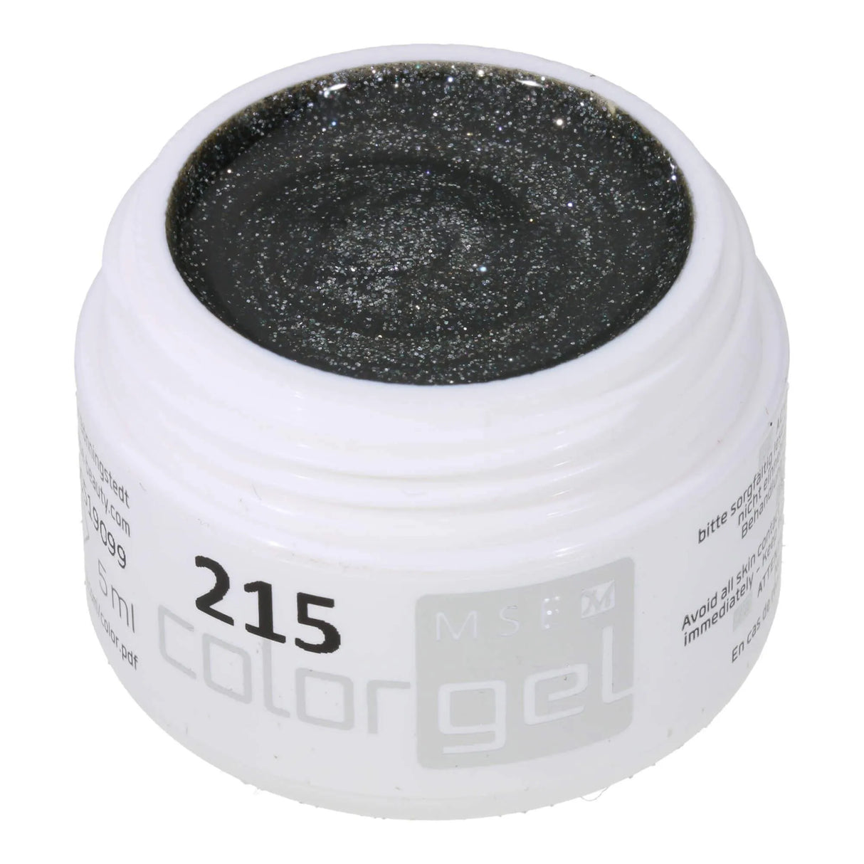 #215 Premium-GLITTER Color Gel 5ml Dunkles Grau mit kräftigem Silberglitter - MSE - The Beauty Company