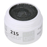 #215 Premium-GLITTER Color Gel 5ml Dunkles Grau mit kräftigem Silberglitter - MSE - The Beauty Company