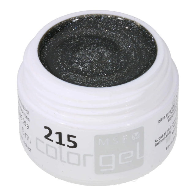 #215 Premium-GLITTER Color Gel 5ml Dunkles Grau mit kräftigem Silberglitter - MSE - The Beauty Company