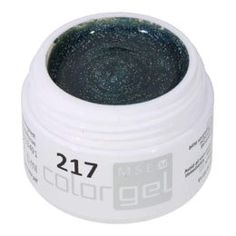 #217 Premium-GLITTER Color Gel 5ml Dunkler Petrolton in Kombination mit bronzefarbenem Glitter
