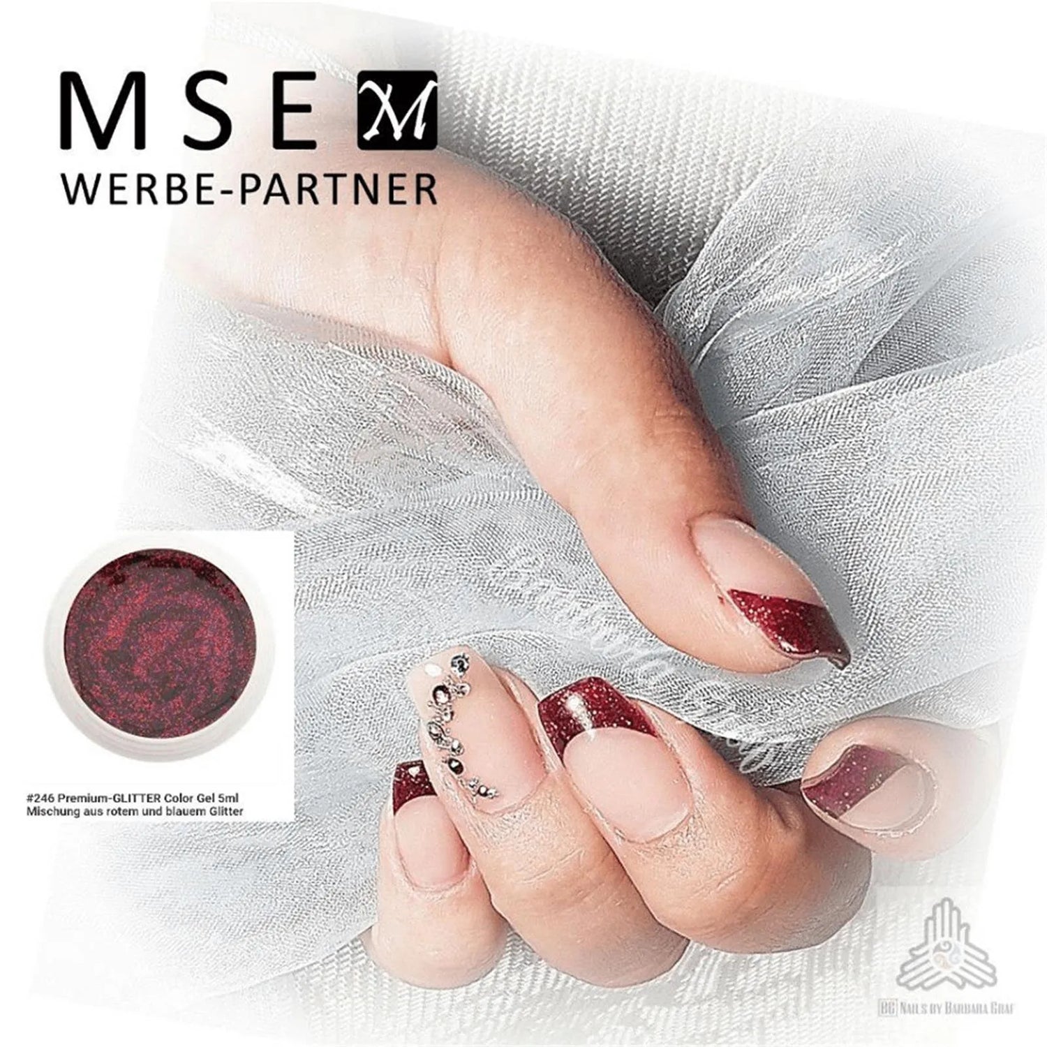#246 Premium-GLITTER Color Gel 5ml Mischung aus rotem und blauem Glitter - MSE - The Beauty Company