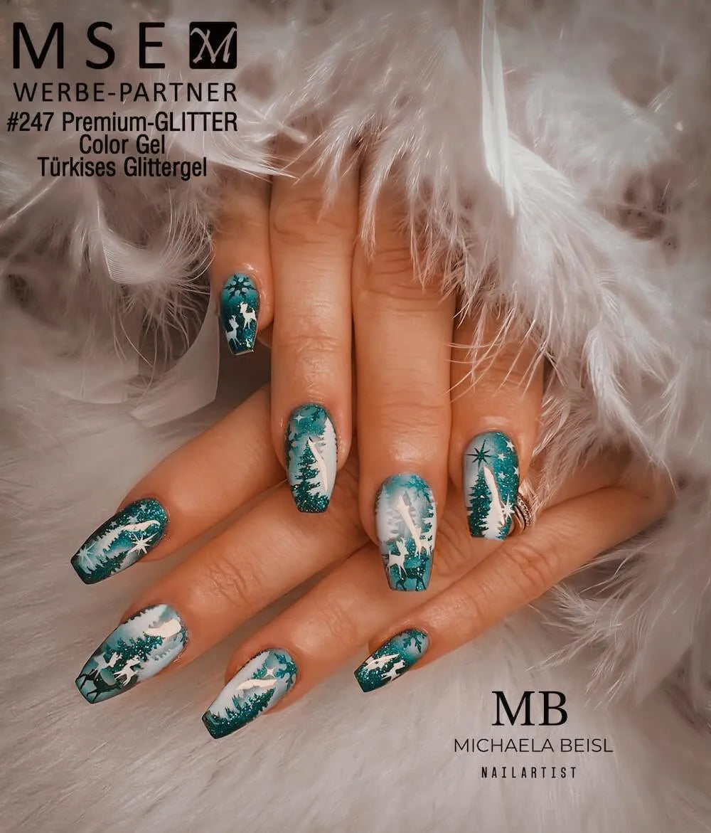 #247 Premium-GLITTER Color Gel 5ml Türkises Glittergel - MSE - The Beauty Company