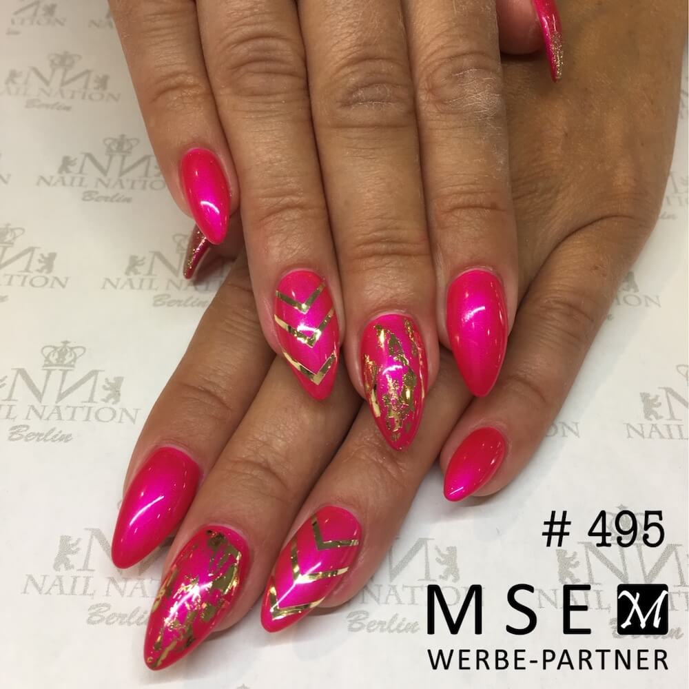 #495 Premium-EFFEKT Color Gel 5ml Neon-Pink mit dezentem Schimmer - MSE - The Beauty Company