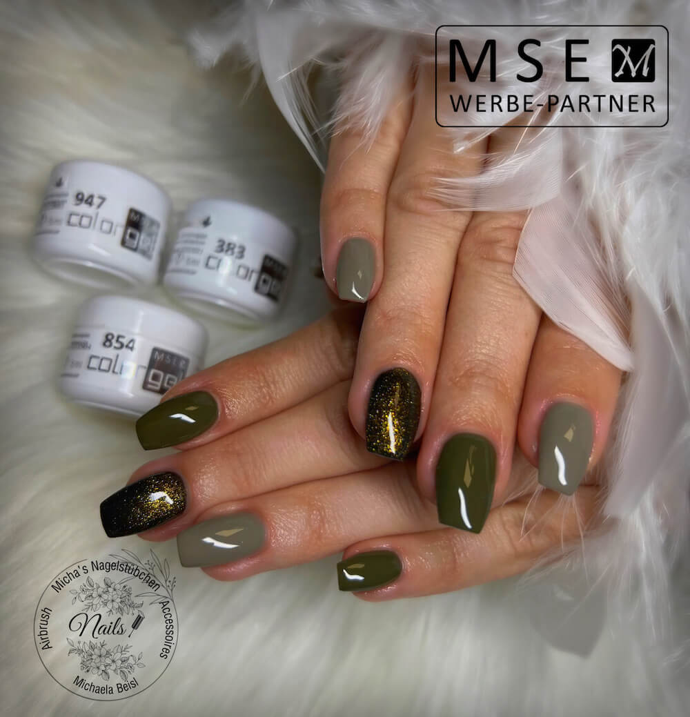 #947 EFFEKT Farbgel 5ml grün mit Multi Glitter - MSE - The Beauty Company