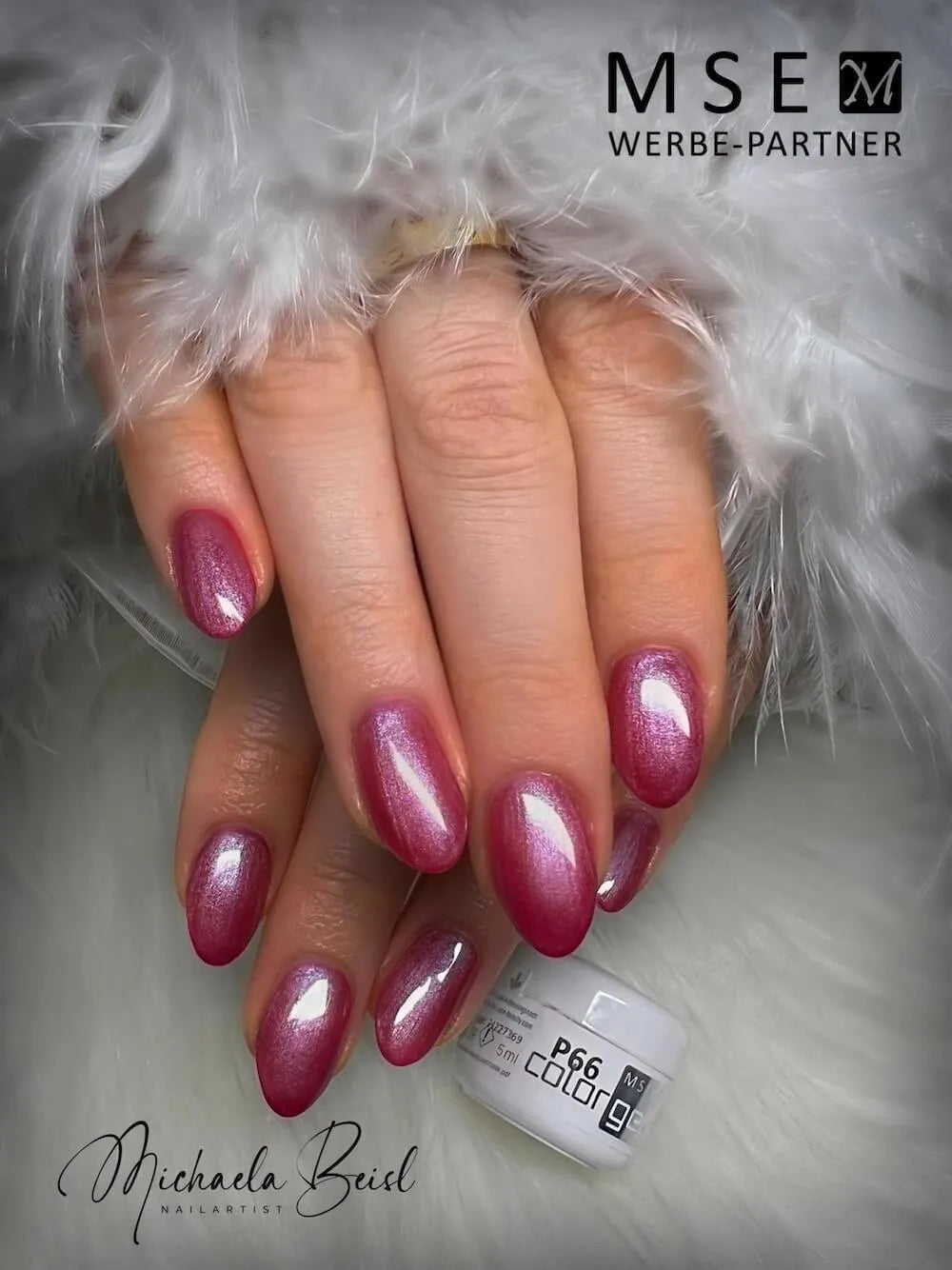 #P-66Mother of Pearl EFFEKT Color Gel 5ml Rot - MSE - The Beauty Company